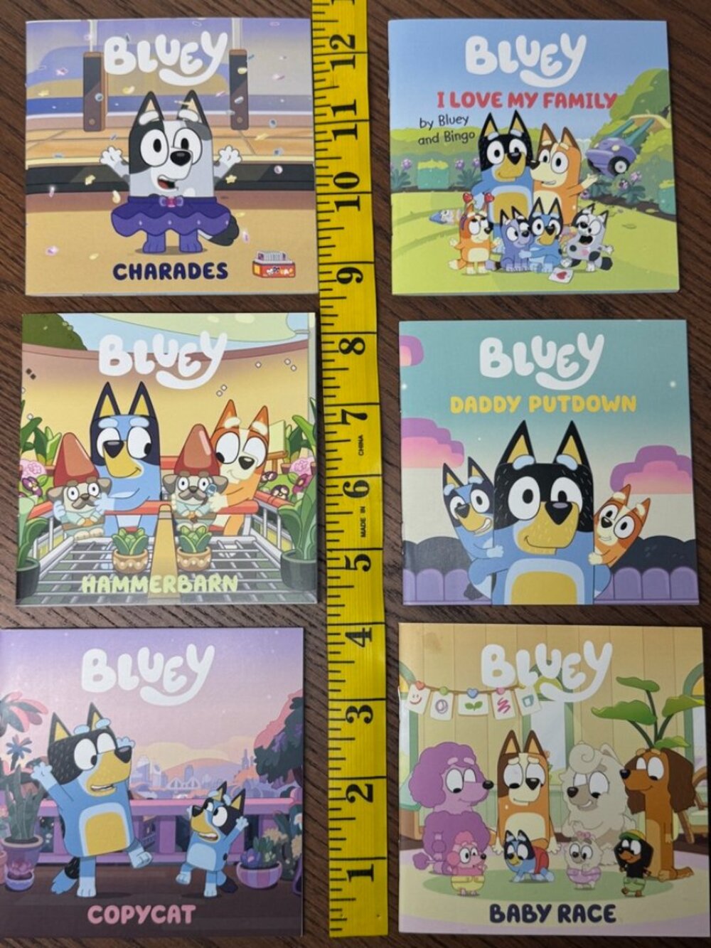 BLUEY 4" Books: Charades Hammerbarn Daddy Putdown Copycat Baby Race Love Family